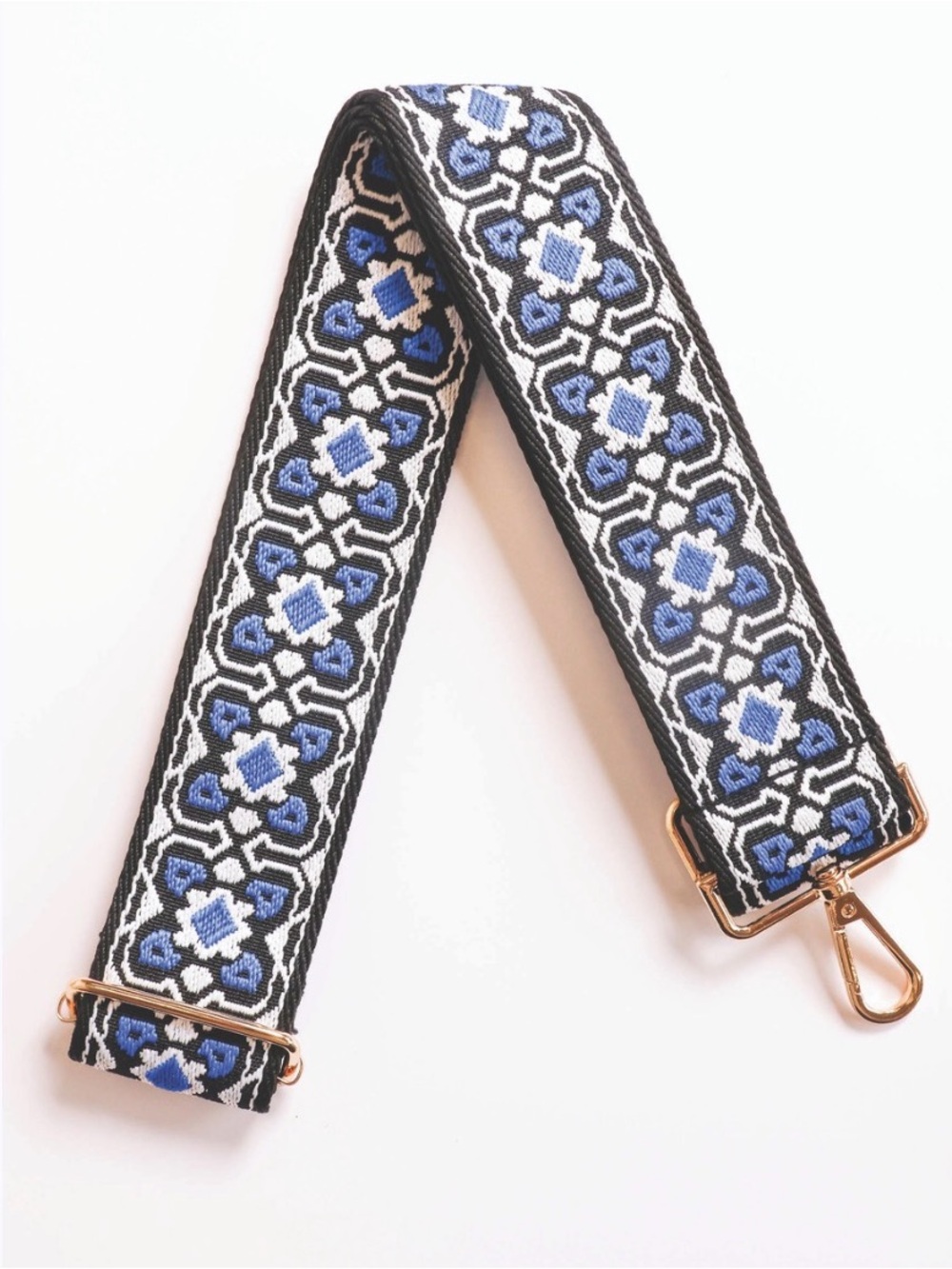 Simply Southern Blue Black White Patterned Crossbody Guitar Strap
